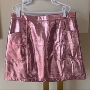 Art Class | Metallic Pink Faux Leather Mini Skirt (girls L)